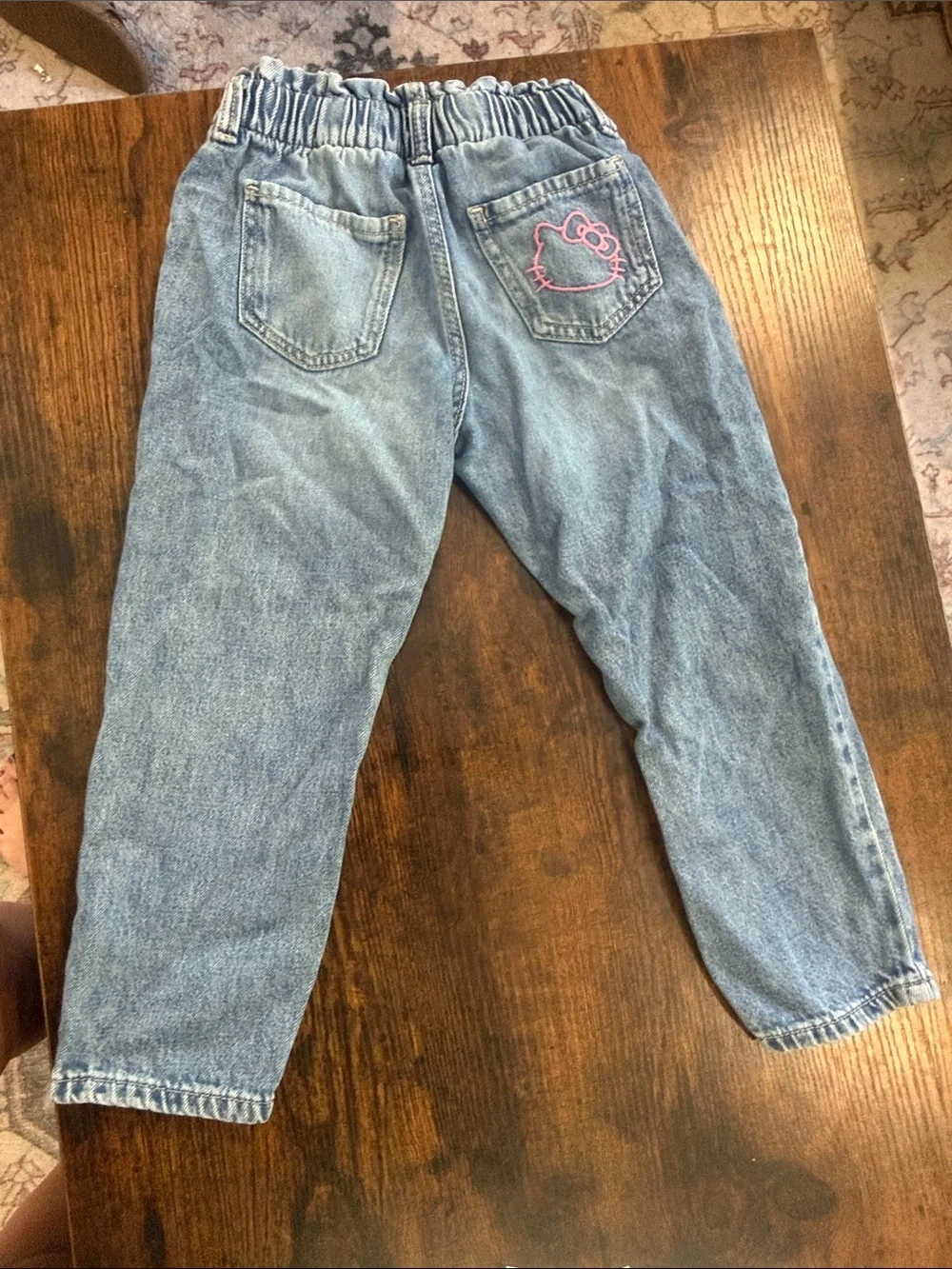 Hello Kitty Light Blue Denim Jeans with Pink Embroidery